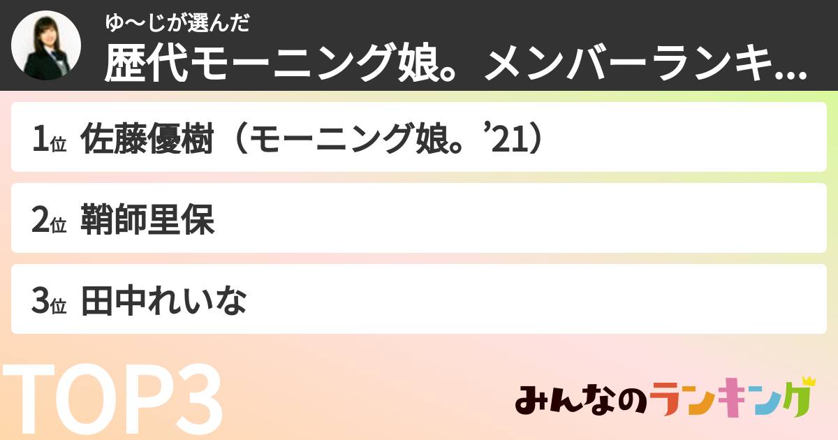 ゆ～じさんの「歴代モーニング娘。メンバーランキング」