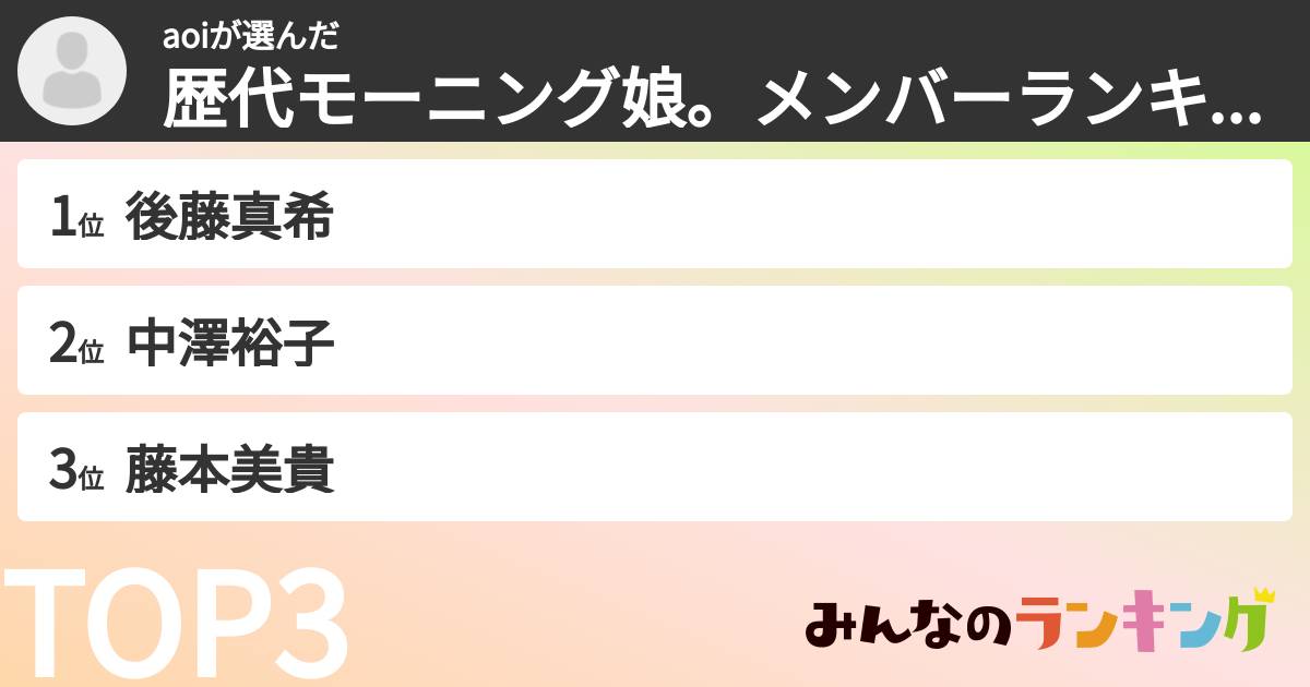 aoiさんの「歴代モーニング娘。メンバーランキング」