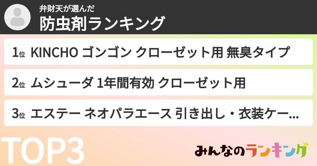 弁財天さんの「防虫剤ランキング」