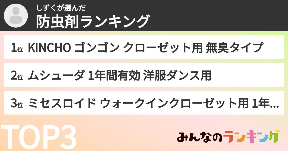 しずくさんの「防虫剤ランキング」