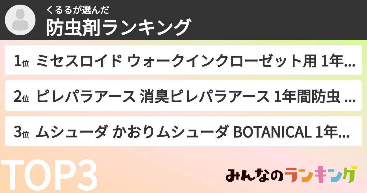くるるさんの「防虫剤ランキング」