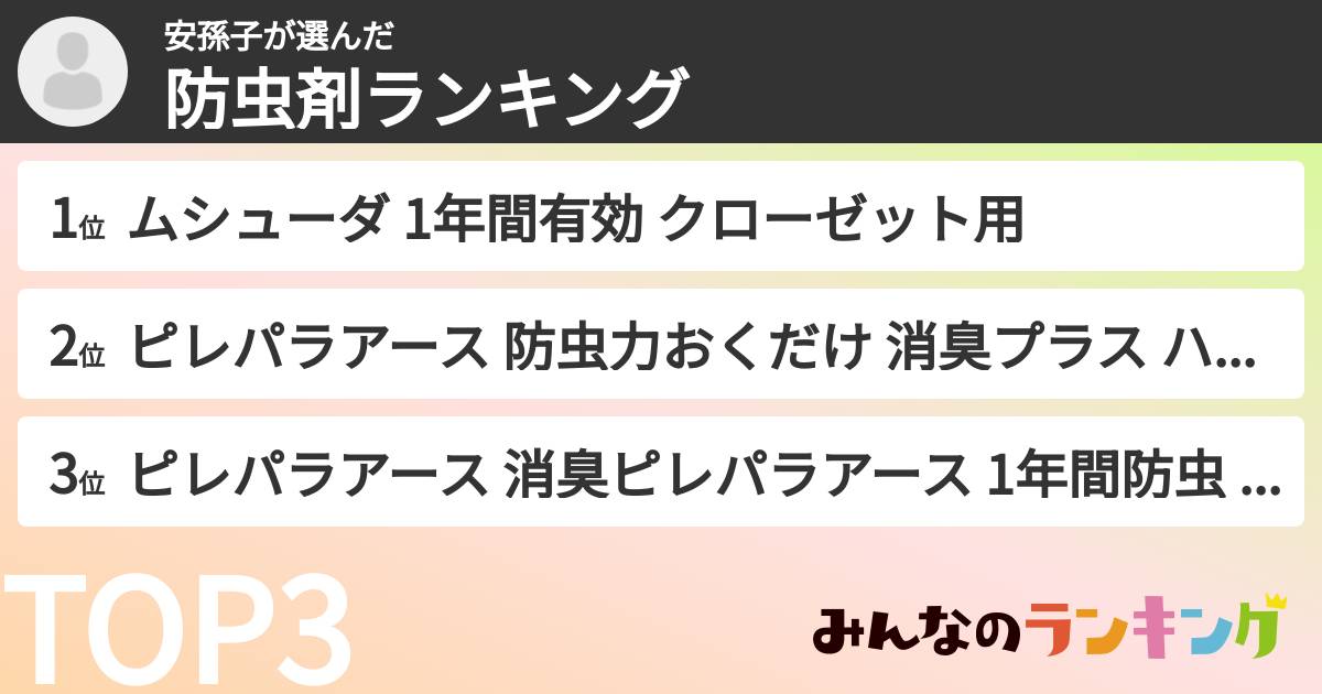 安孫子さんの「防虫剤ランキング」