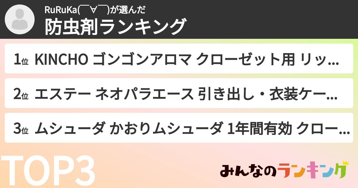RuRuKa(￣∀￣)さんの「防虫剤ランキング」