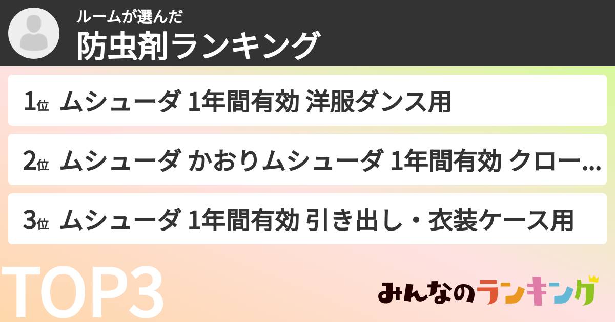 ルームさんの「防虫剤ランキング」