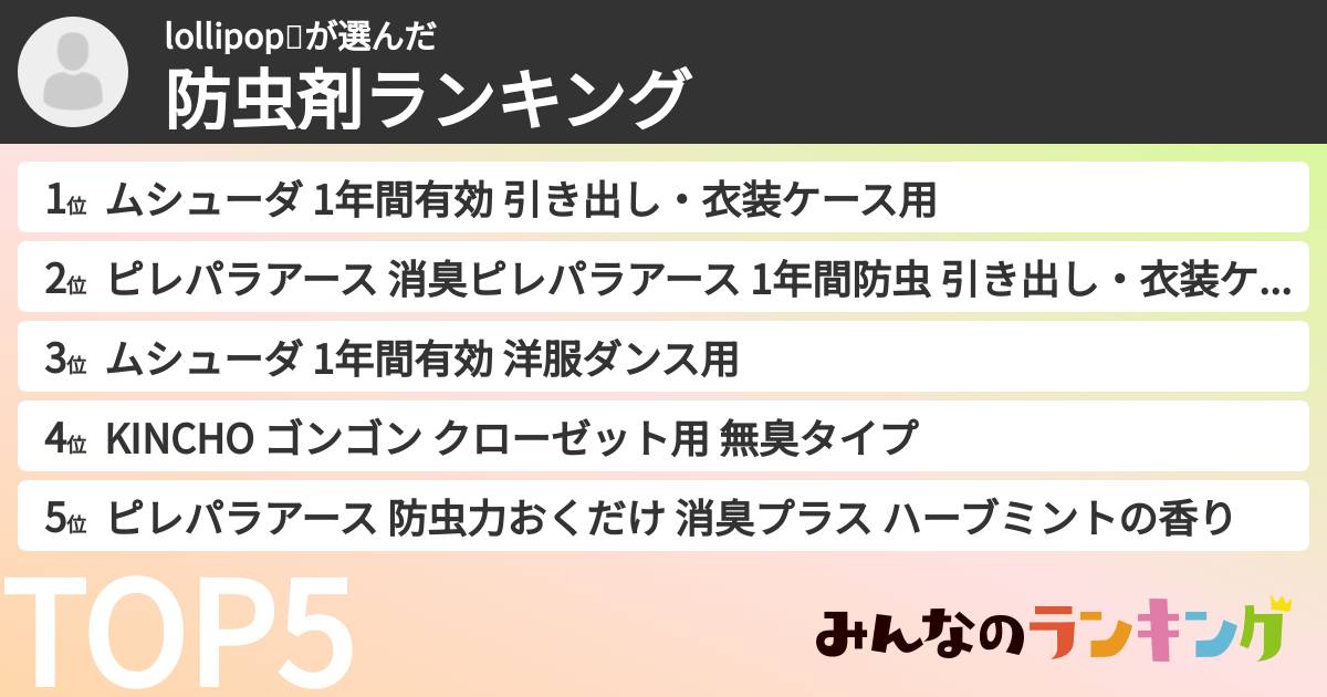 lollipop🍭さんの「防虫剤ランキング」