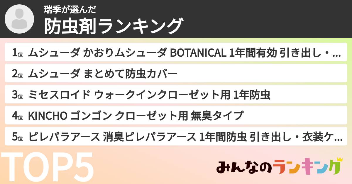 瑞季さんの「防虫剤ランキング」