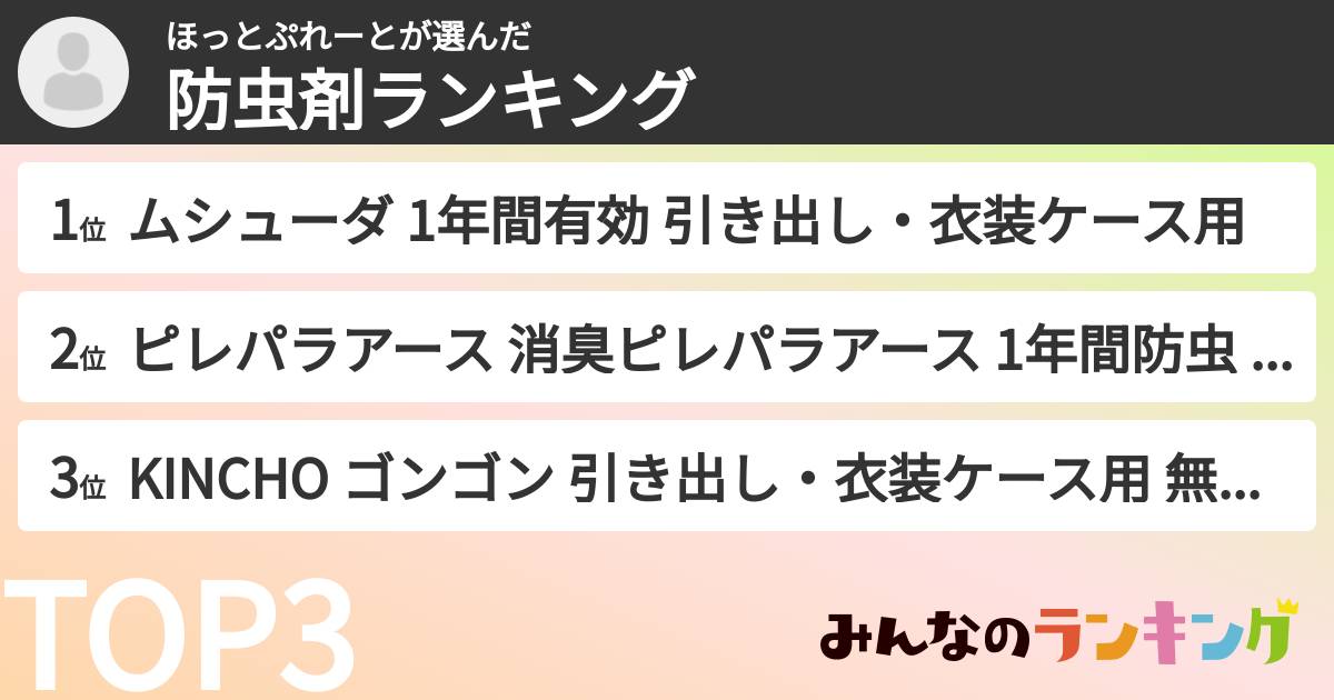ほっとぷれーとさんの「防虫剤ランキング」
