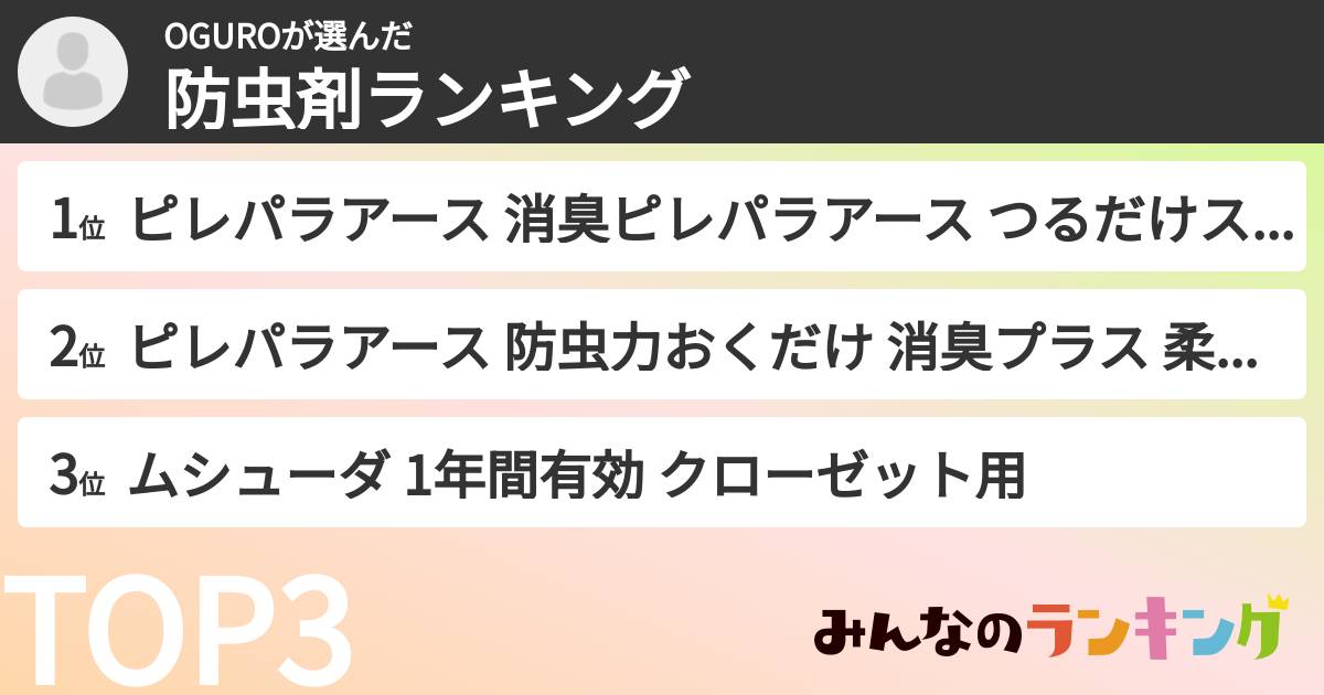 OGUROさんの「防虫剤ランキング」