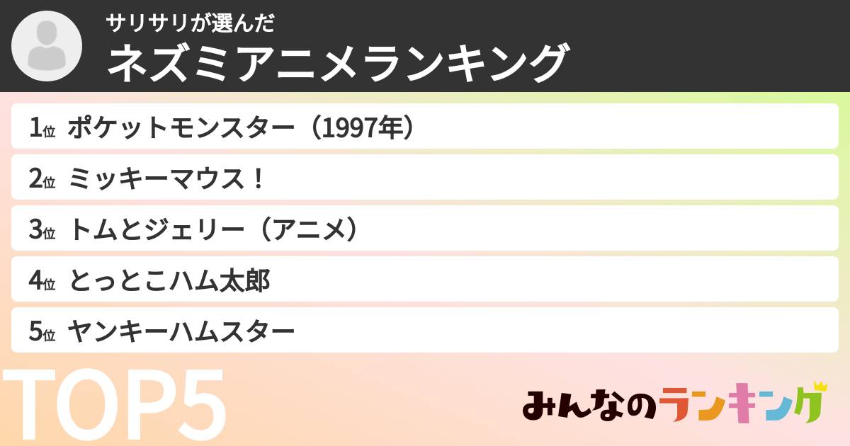 サリサリさんの「ネズミアニメランキング」