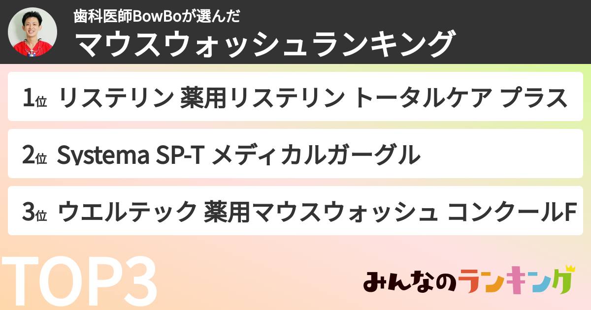 歯科医師BowBoさんの「マウスウォッシュランキング」