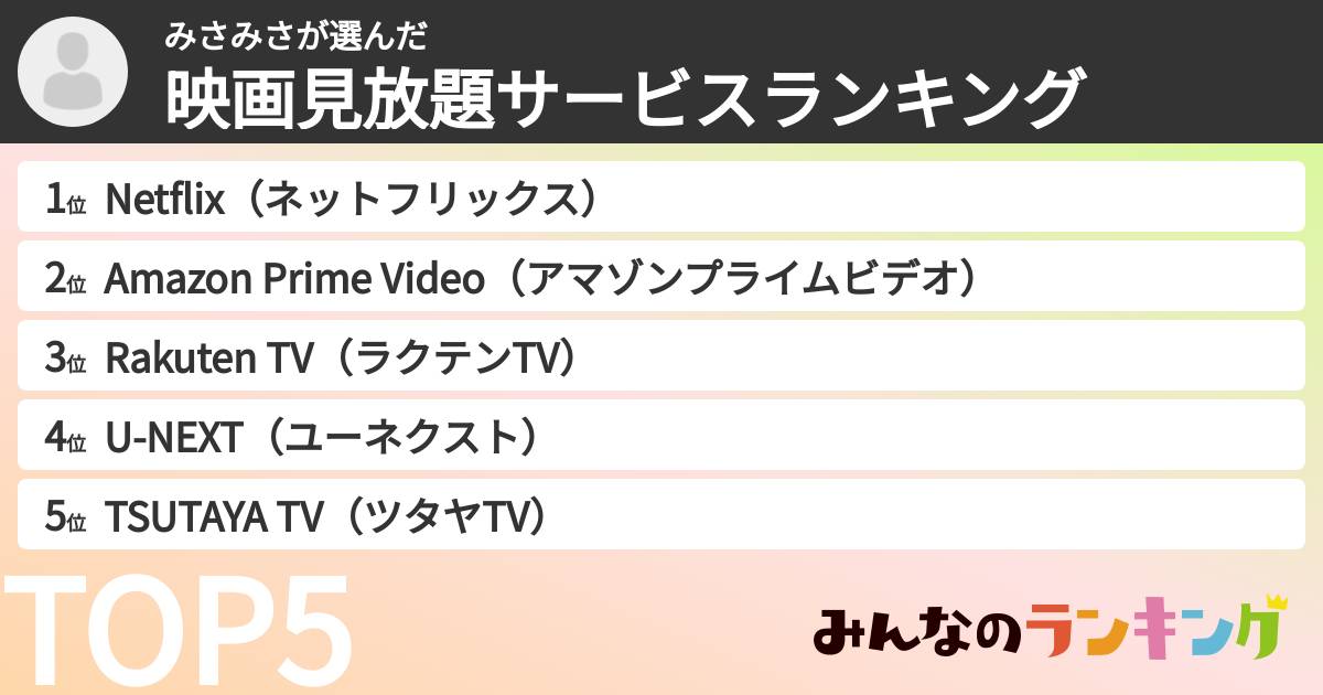 みさみささんの「映画見放題サービスランキング」