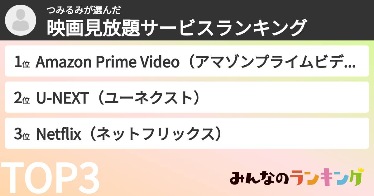 つみるみさんの「映画見放題サービスランキング」