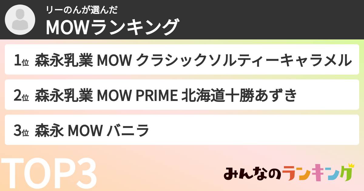 リーのんさんの「MOWランキング」
