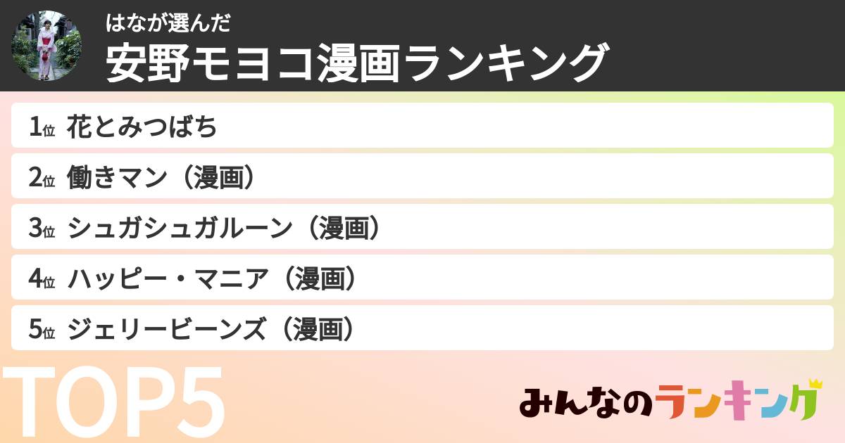 はなさんの「安野モヨコ漫画ランキング」