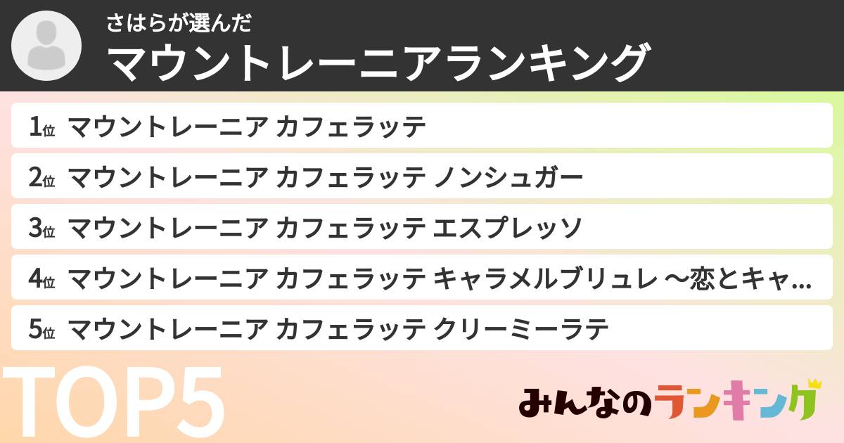 さはらさんの「マウントレーニアランキング」
