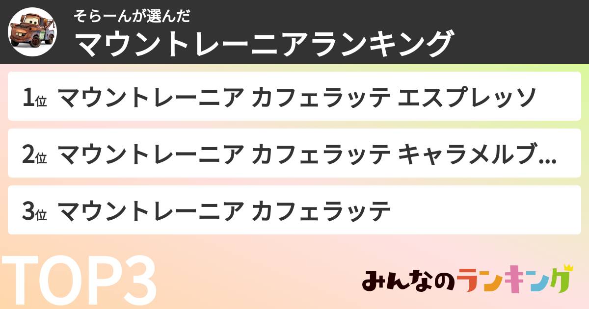 そらーんさんの「マウントレーニアランキング」