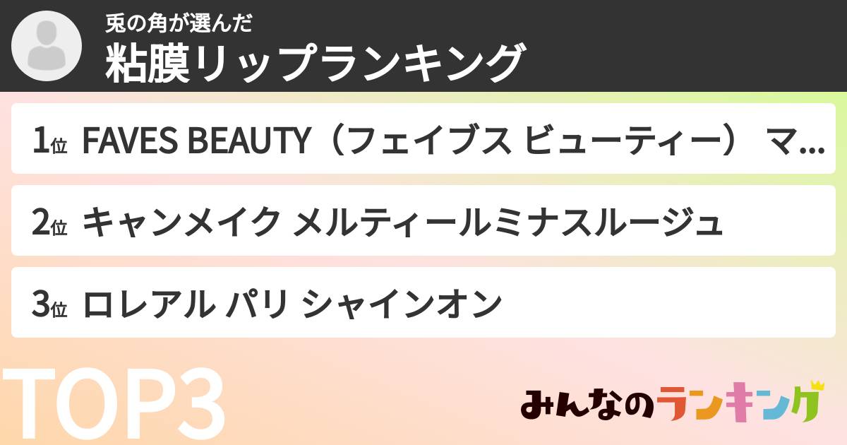 兎の角さんの「粘膜リップランキング」