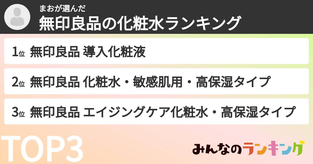まおさんの「無印良品の化粧水ランキング」