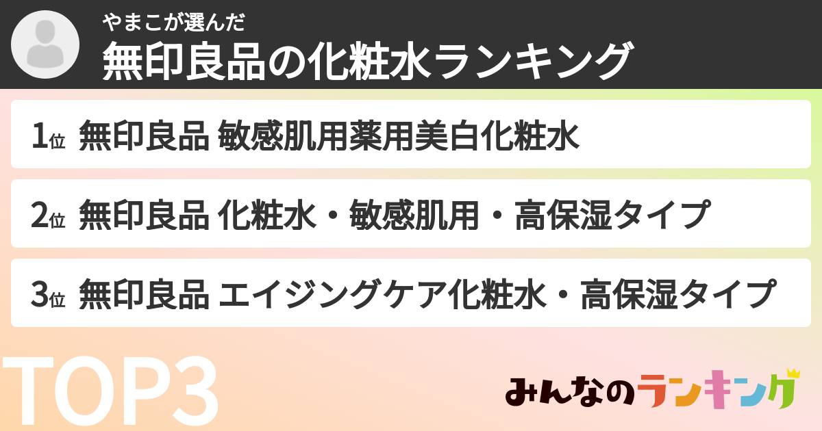 やまこさんの「無印良品の化粧水ランキング」