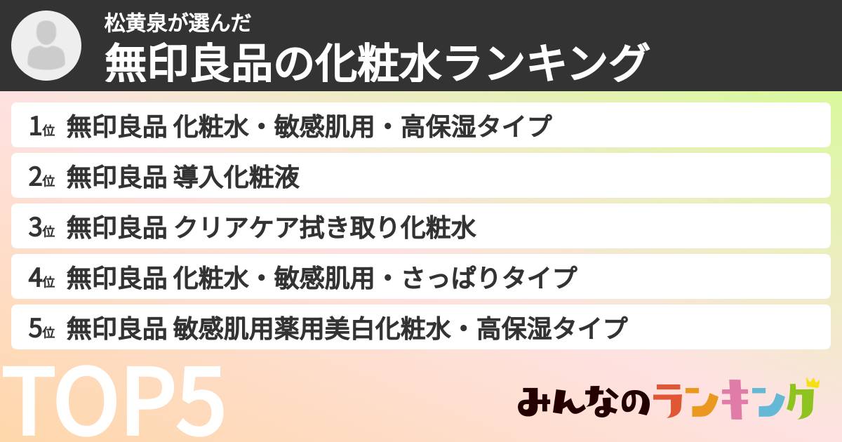 松黄泉さんの「無印良品の化粧水ランキング」