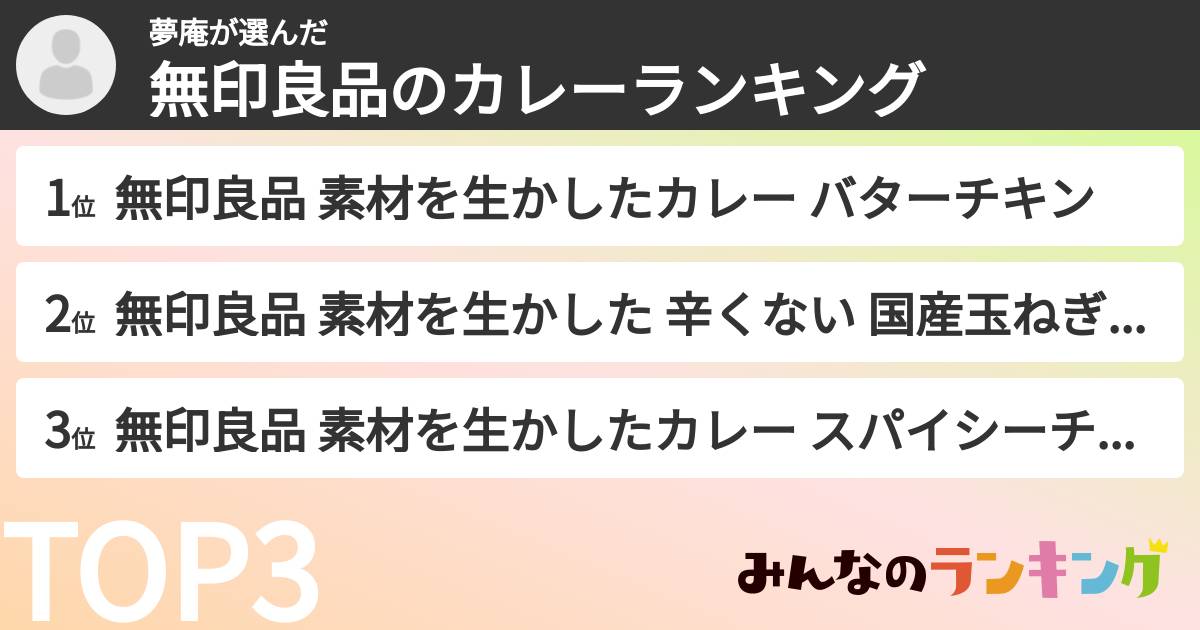 夢庵さんの「無印良品のカレーランキング」