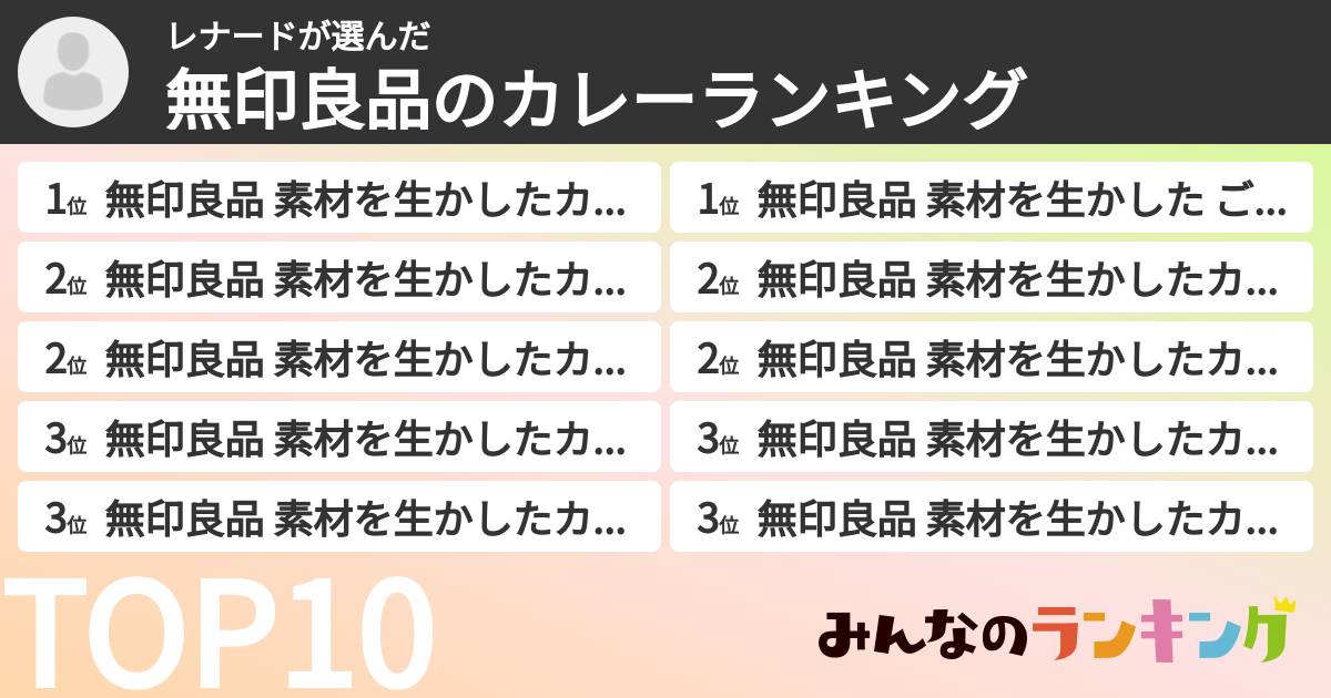 レナードさんの「無印良品のカレーランキング」