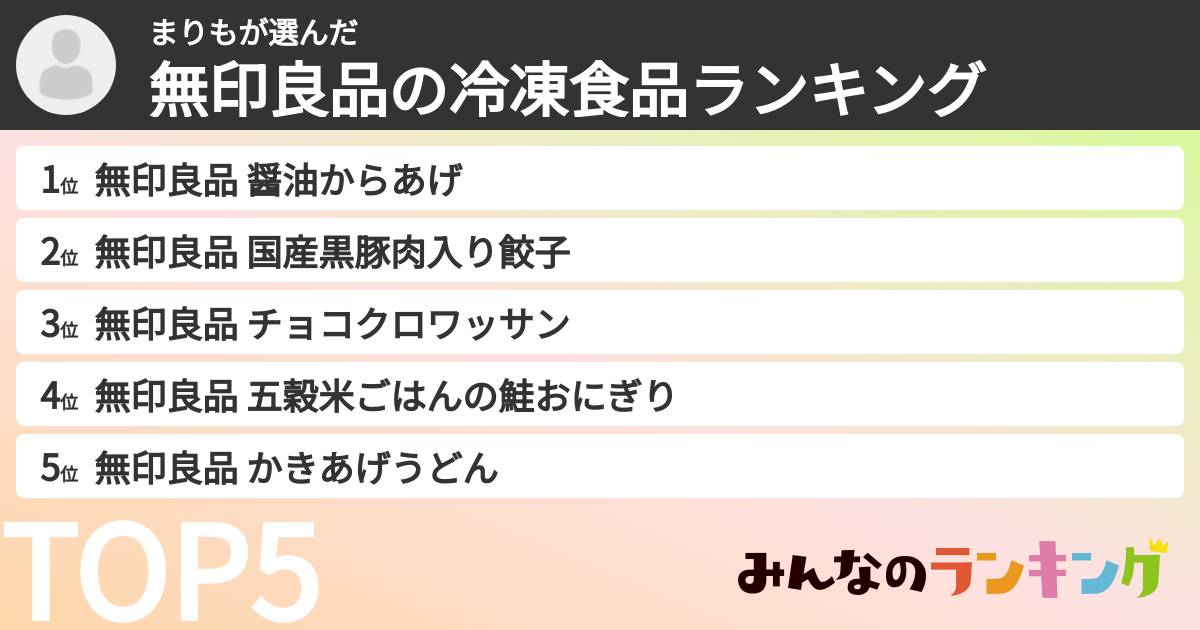 まりもさんの「無印良品の冷凍食品ランキング」