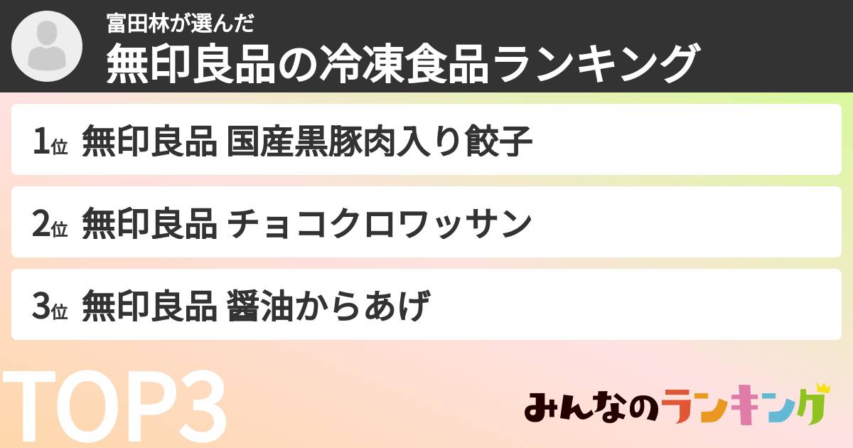 富田林さんの「無印良品の冷凍食品ランキング」