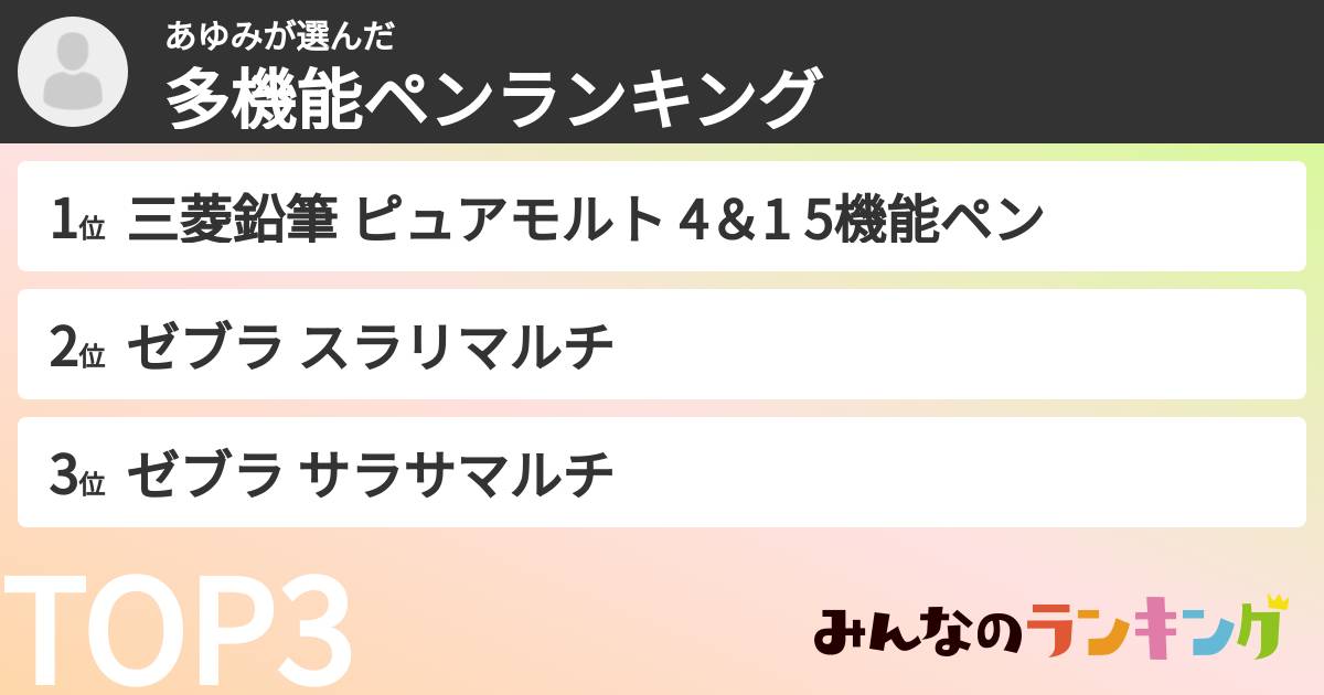 あゆみさんの「多機能ペンランキング」
