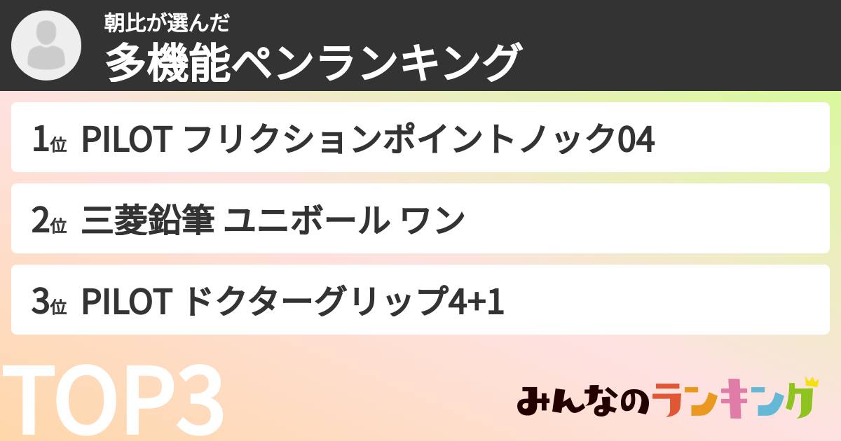 朝比さんの「多機能ペンランキング」