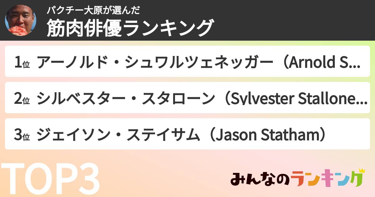 パクチー大原さんの「筋肉俳優ランキング」