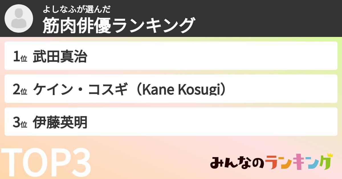 よしなふさんの「筋肉俳優ランキング」