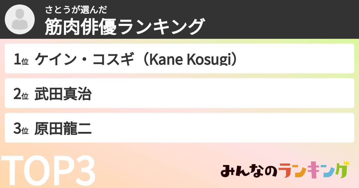 さとうさんの「筋肉俳優ランキング」