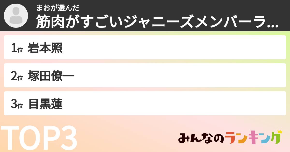 まおさんの「筋肉がすごいジャニーズメンバーランキング」