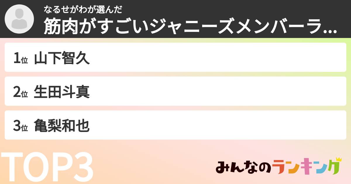 なるせがわさんの「筋肉がすごいジャニーズメンバーランキング」