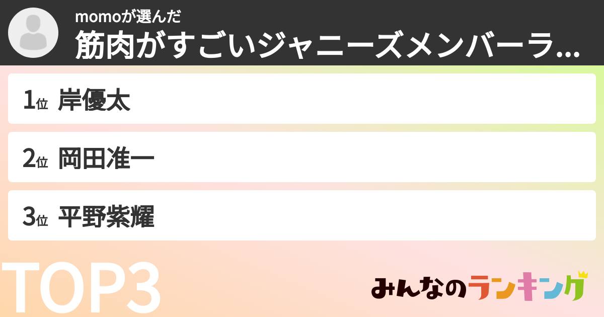 momoさんの「筋肉がすごいジャニーズメンバーランキング」