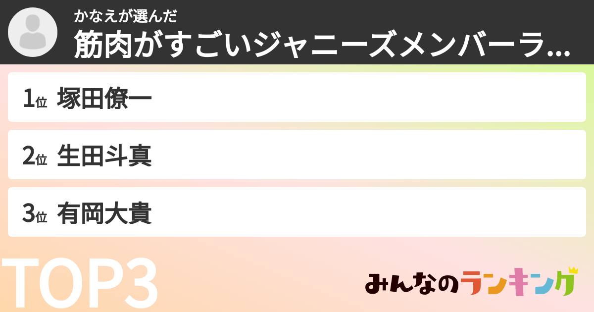 かなえさんの「筋肉がすごいジャニーズメンバーランキング」