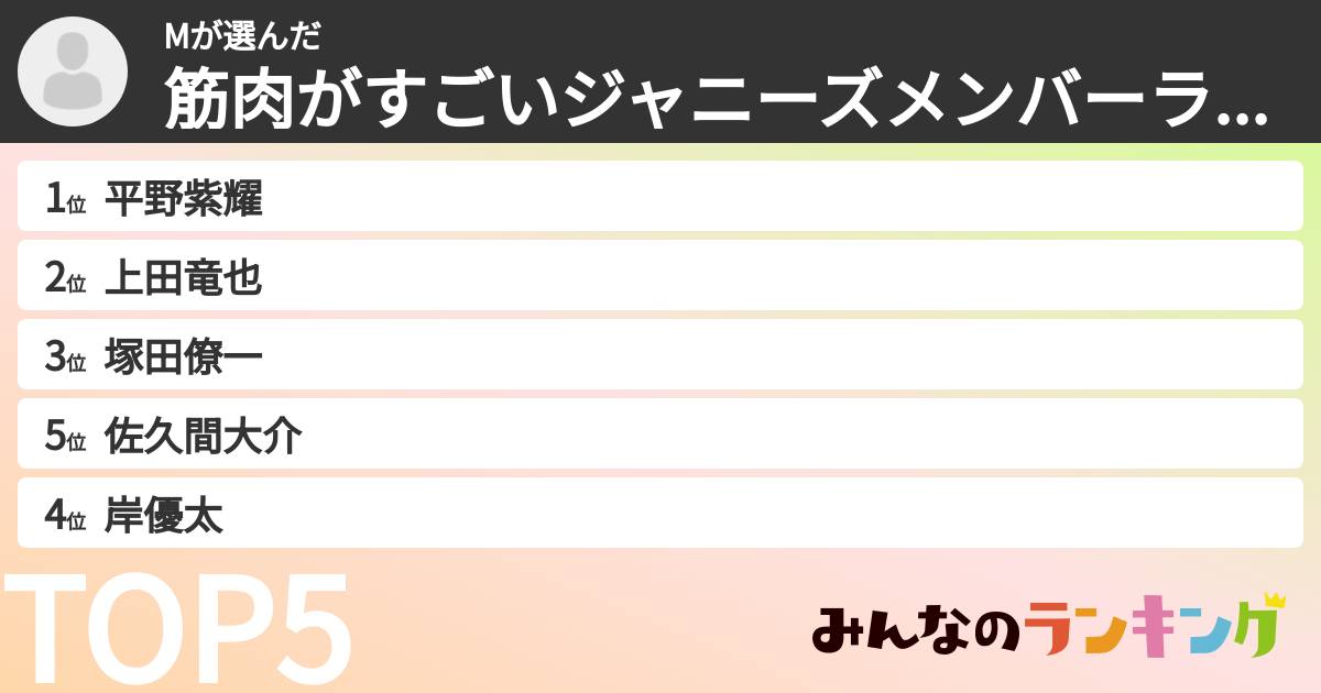 Mさんの「筋肉がすごいジャニーズメンバーランキング」