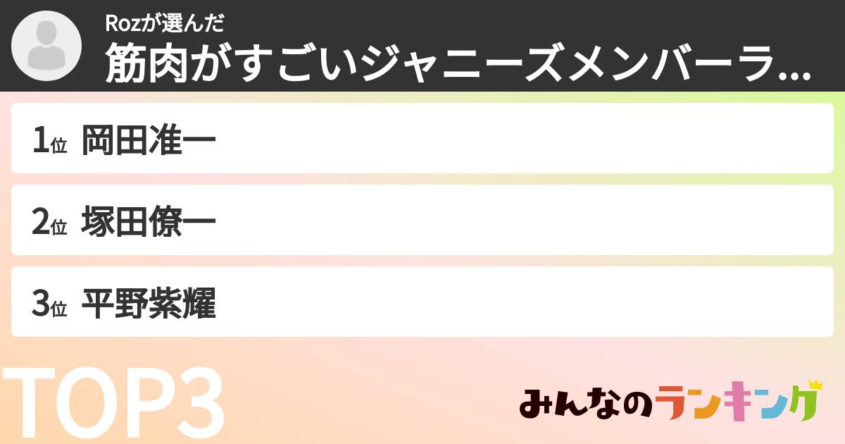 Rozさんの「筋肉がすごいジャニーズメンバーランキング」