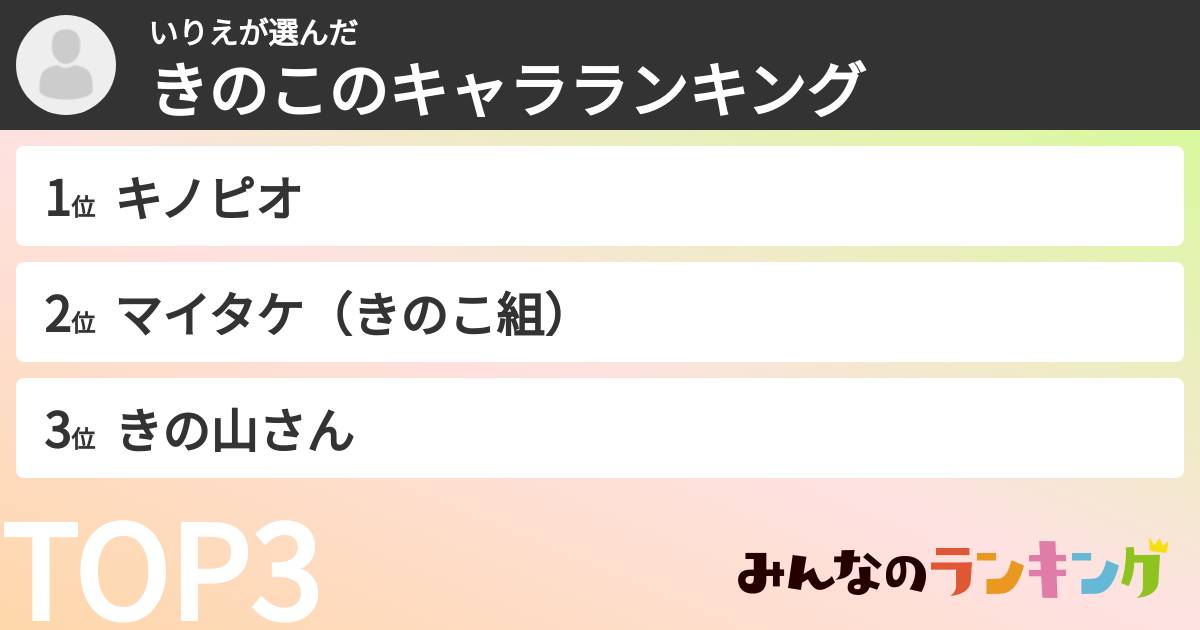いりえさんの「きのこのキャラランキング」