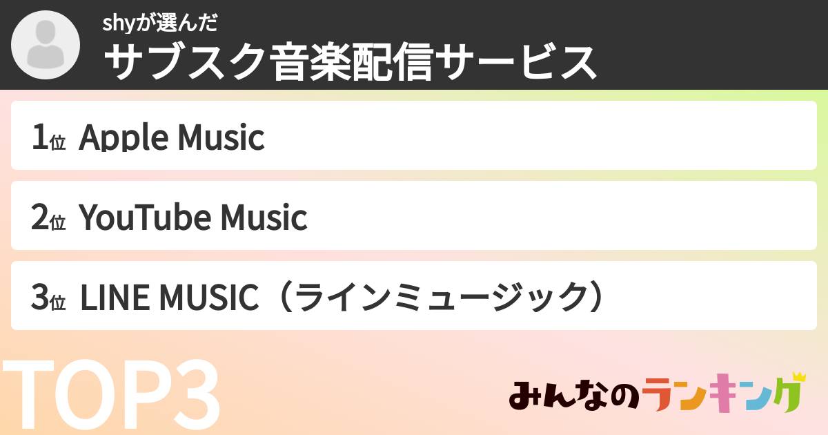 shyさんの「サブスク音楽配信サービス」