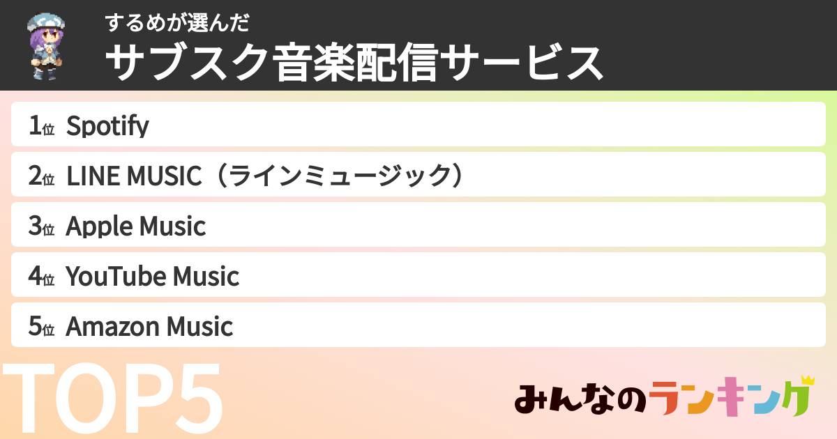 するめさんの「サブスク音楽配信サービス」