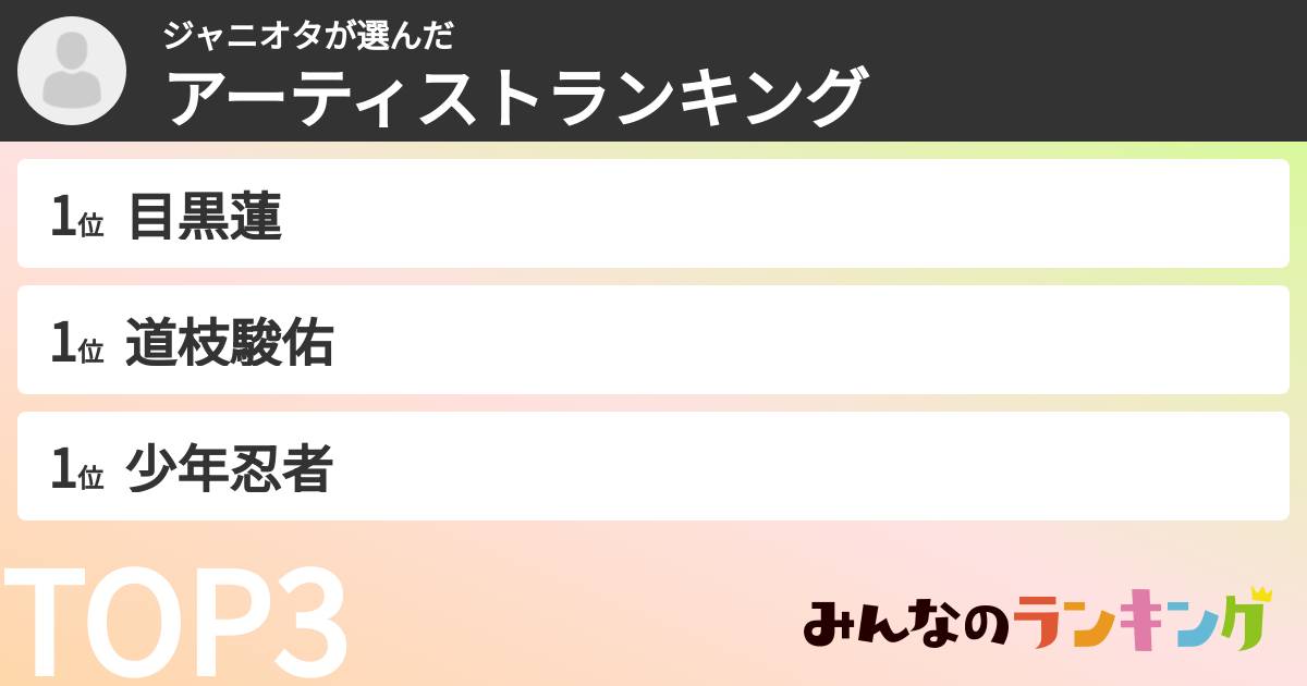 ジャニオタさんの「アーティストランキング」