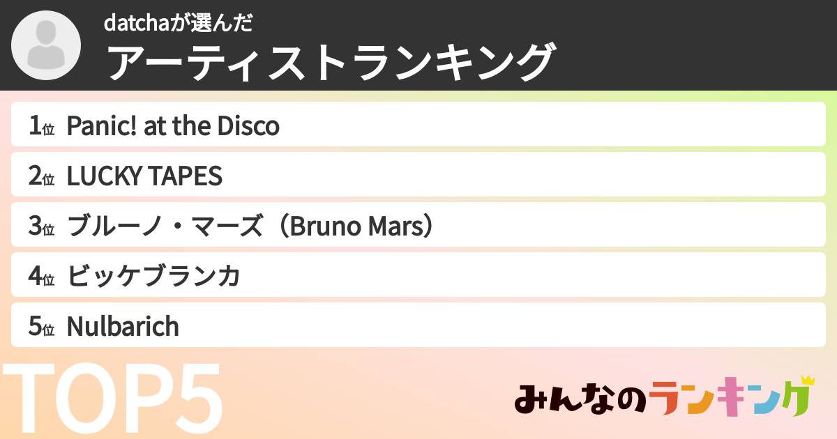 datchaさんの「アーティストランキング」