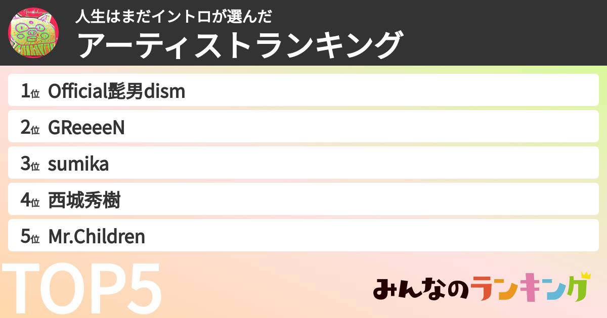 人生はまだイントロさんの「アーティストランキング」