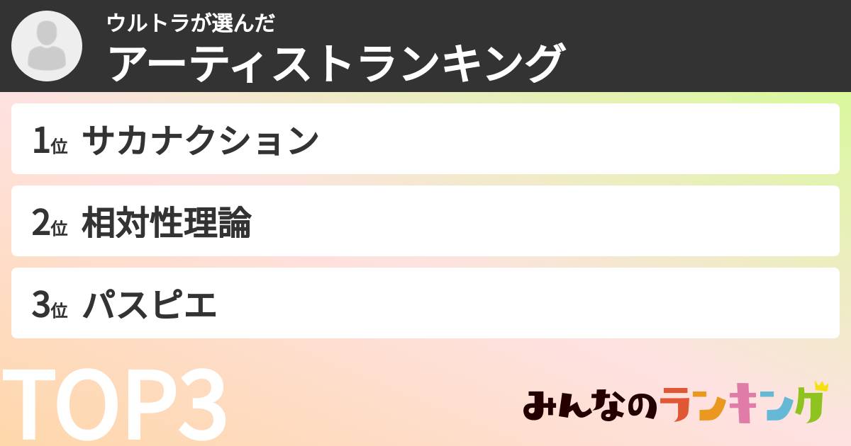 ウルトラさんの「アーティストランキング」