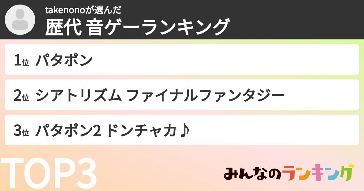 takenonoさんの「歴代 音ゲーランキング」