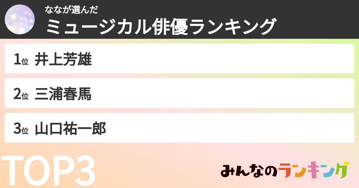 ななさんの「ミュージカル俳優ランキング」