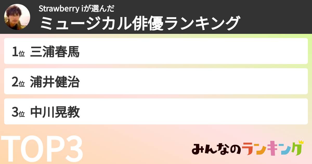 Strawberry iさんの「ミュージカル俳優ランキング」