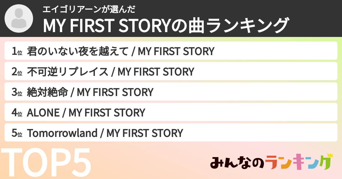 エイゴリアーンさんの「MY FIRST STORYの曲ランキング」